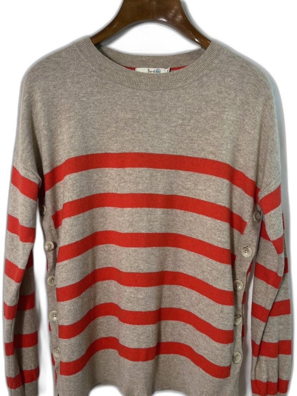 Boden Women's Sweater Medium Beige Taupe Red Strip
